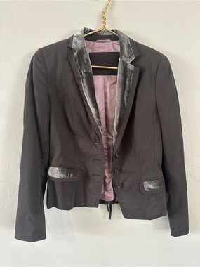 Luisa Cerano Brown Blazer Velvet Trim US 4 EU 34
